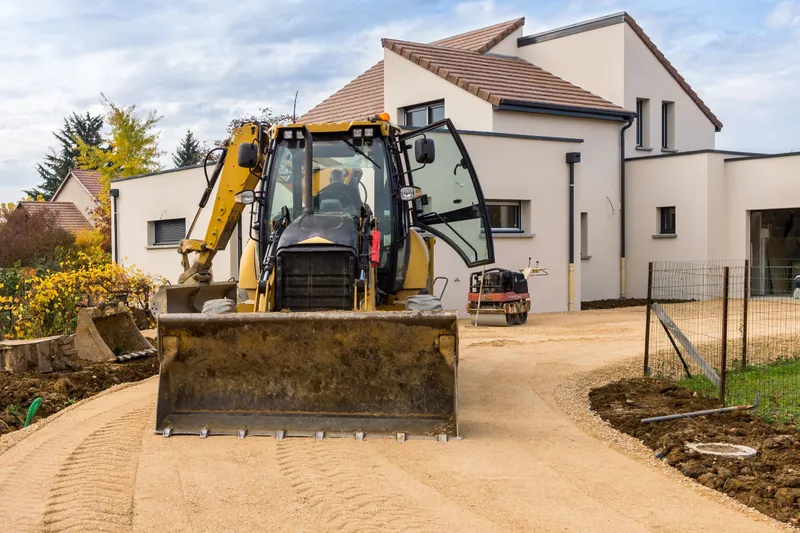 Pelleteuse de M. Rousseau sur un chantier de terrassement dans l'Essonne